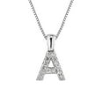 thumbnail image 1 of 14k White Gold Letter A Diamond Initial Pendant Necklace (1/10cttw) with 18-inch chain by Diamond Wish, 1 of 3