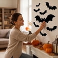 thumbnail image 5 of Halloween Bat Stickers, Black Bat Decals, Polyester Halloween Decorations Indoor, Spooky Party Ornaments For Window And Door, Great Creepy Home Decor Supplies For Halloween Themed Gathering, 5 of 7