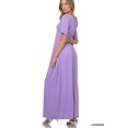 thumbnail image 3 of Zenana Women & Plus Relaxed Fit V-Neck Short Sleeve Full Length Maxi Long Dress w/ Side Pockets, 3 of 5