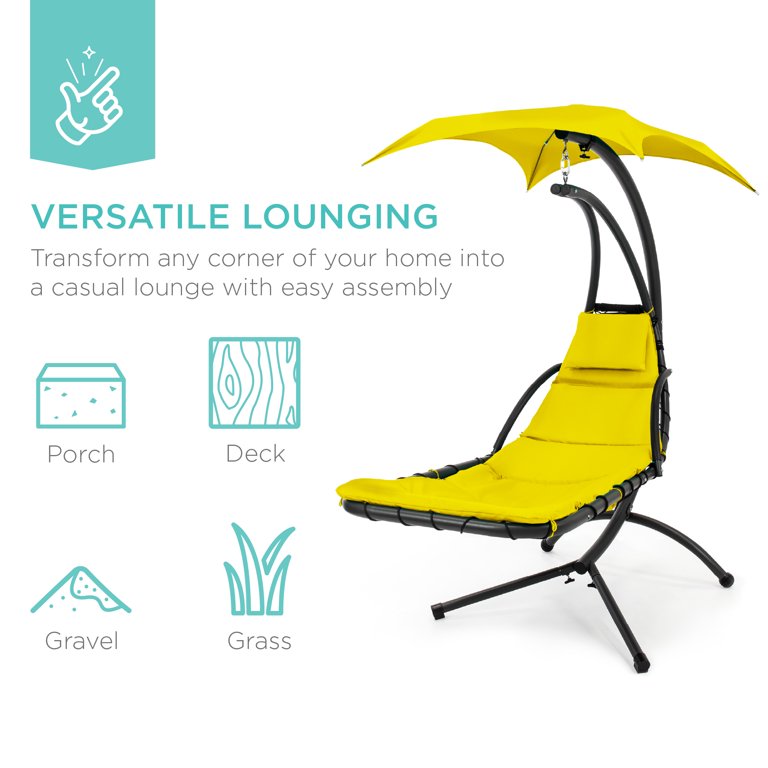 Best Choice Products Hanging Curved Chaise Lounge Swing, Yellow photo 5