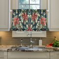 thumbnail image 2 of Yayeee Kitchen Curtains Tier Pair Light Filtering 27"x24" Rod Pocket Short Cafe Window Panel, Retro Christmas Poinsettia, 2 of 7