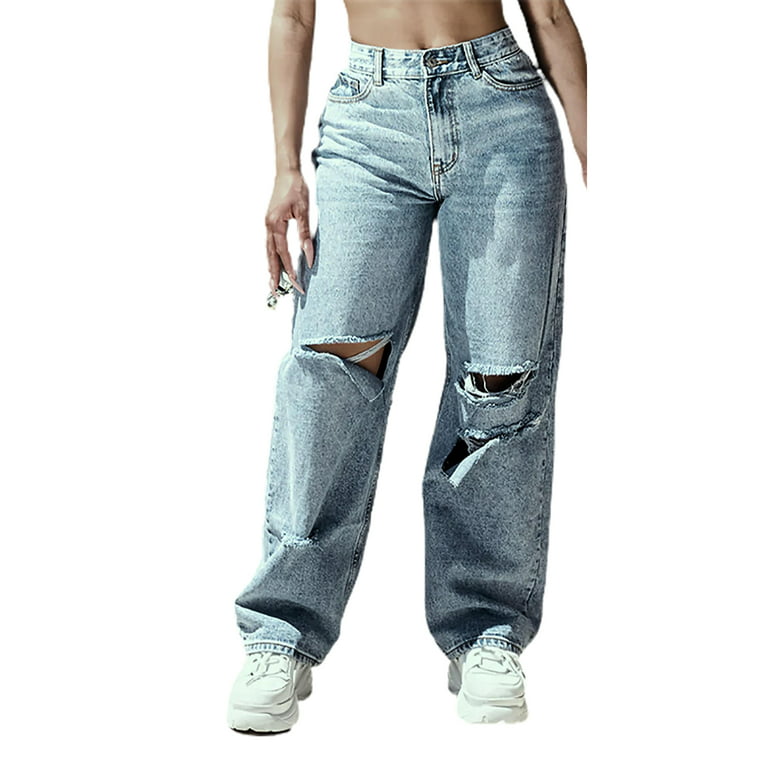 Binpure Women Fashion Heart Print Jeans Ladies Stylish High Waist Pants for  Shopping Daily Wear