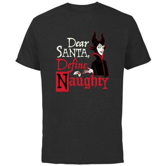 Disney Villains Holiday Maleficent Dear Santa Define Naughty - Short Sleeve Cotton T-Shirt for Adults - Customized-Black