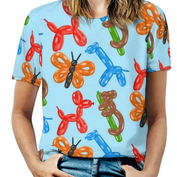Oversize Balloon Dogs T-Shirts Animal Print Casual T-Shirt Short Sleeve Women Harajuku Tee Shirt Sexy Custom Top Tees