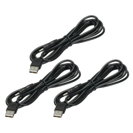 USB to DC Power Cable 2 M USB to DC 4.0mm x 1.7mm 5v Power Cord Black for Mini Fan Camera Tablet Devices 3 Pcs