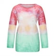 thumbnail image 4 of FNFYFH Plus Size Sweatshirts for Womens Trendy Tie Dye Pullover Long Sleeve Crewneck Sweatshirt Colorful Printed Tops Womens Loose Fit Tops Pink S-5XL, 4 of 7