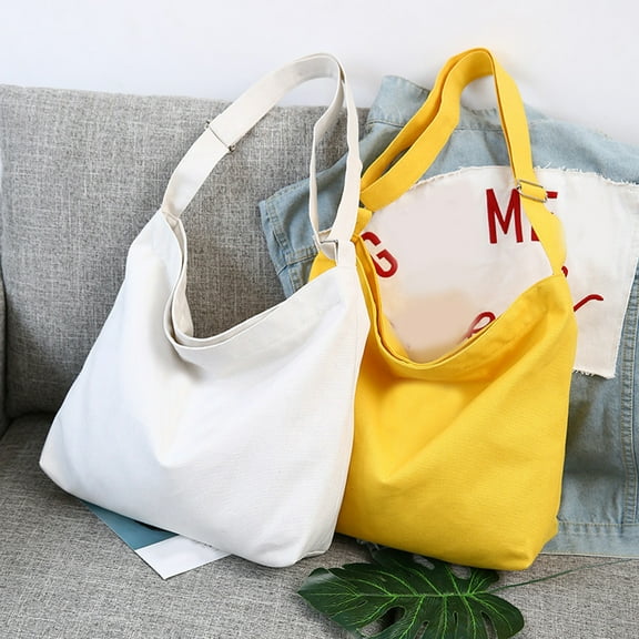 Yesbay Women Canvas Shoulder Bag Adjustable Strap Handbag Storage Pouch,White