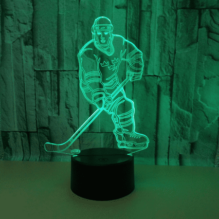 

JUSTUP 3D Night Lights Ice Hockey Athlete 3D Illusion Bedside Lamp 16 Colors Changing with Remote Control Best Birthday Gifts for Men Women （Style U）