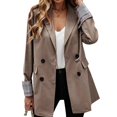 thumbnail image 2 of Chaqueta de traje de mujer chaqueta de traje de moda puños enrollados a cuadros de Color puro botones de doble fila para Club para mujer para ir de compras ANGGREK Otros, 2 of 4