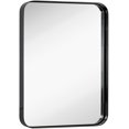 thumbnail image 1 of Contemporary Brushed Metal Wall Mirror | Glass Panel Framed Rounded Corner Deep Set, 1 of 28