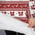 thumbnail image 3 of Oversized Wearable Blanket Hoodie,Red Christmas Knitted Pattern Sherpa Blanket Hoodie with Super Pockets,Super Warm Fuzzy Pullover for Women & Men, 3 of 6