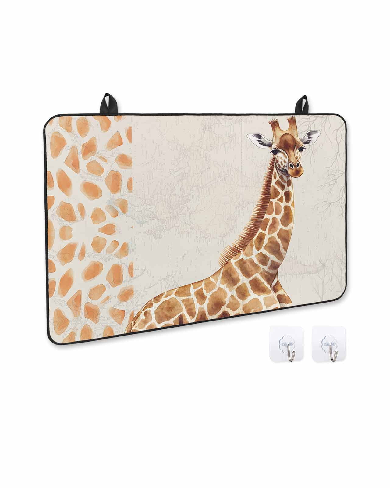 nqOlkjepod Large Induction Cooktop Protector Mat 24"x21", Vintage Giraffe Stove Top Covers for Electric Stove, Modern Art Animal Watercolor Decorative Stove Burner Cover Mats, Glass Top Stove Cover