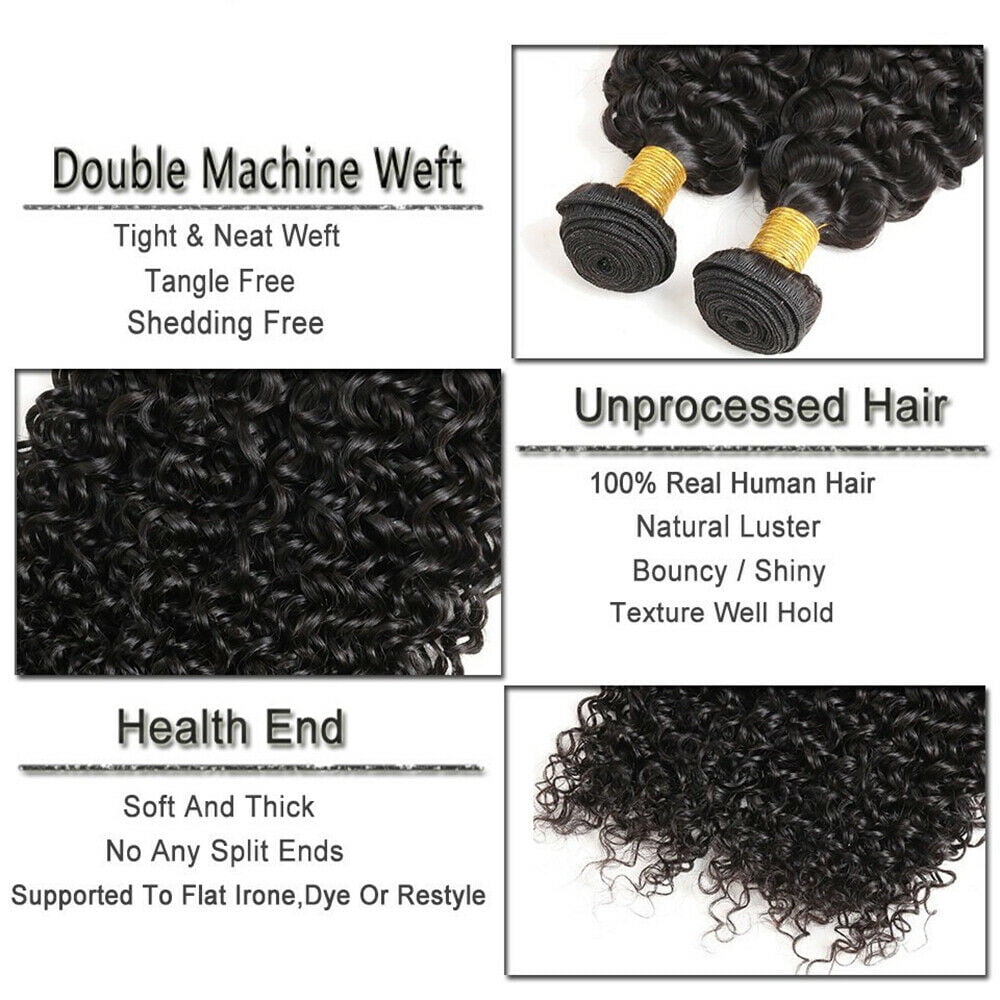 USTAR Unprocessed Brazilian Remy 9A Human Hair Weave Jerry Curly 3 Bundles Natural Black Color