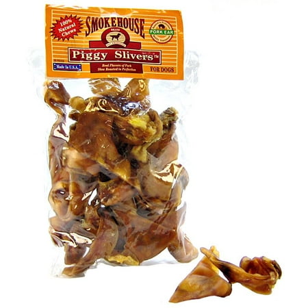 Smokehouse 100-Percent Natural Piggy Slivers Dog Treats, 24 Count