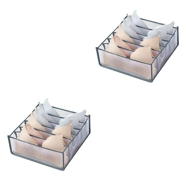 relayinert Nylon Oxford Cloth Bra Storage Box Large Capacity Clothes Drawer Organizer Foldable Home Dormitory Closet Organizers Grey 2Set