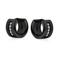 thumbnail image 3 of Bling Jewelry Unisex Channel Set Wide K-pop Hoop Huggie Earrings Cubic Zirconia CZ Black Steel Stainless Steel, 3 of 5