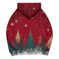 thumbnail image 5 of Women's Fashion Casual Hooded Loose Printed Long Sleeve Sweatshirt with Christmas Tree Print, Great for Holiday Outfits and Casual Look, Festive and Soft,Wine,L, 5 of 5