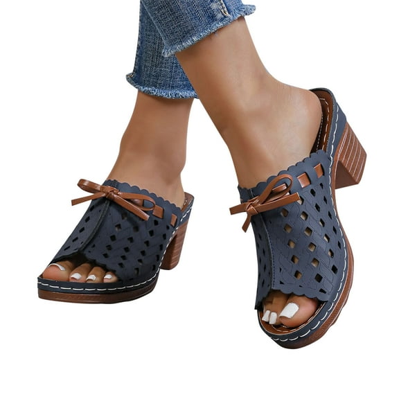 THDHVS Womens Dress Shoes,Sandals Women,Women's Fashion Casual Spring New Style Fish Mouth Open Toe Thick Heel High Heel Sandals Blue 9