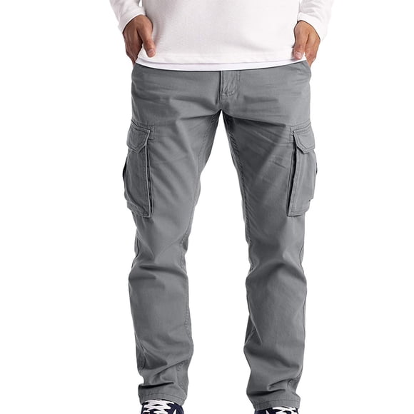 RKSTN Pants for Men Fall Fashion Cargo Casual Solid Loose Sport Pockets Long Pants Trousers Loose Trousers Straight Leg Pants