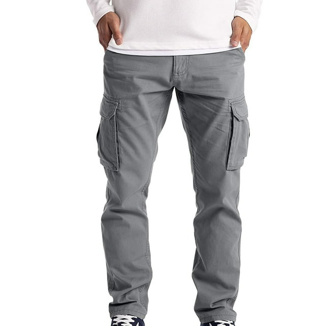 TIMIFIS Cargo Work Pants for Men Loose Stretch with Multi Pockets Casual Solid Sweatpant Outdoor Big Tall Men Work Long Trousers - Spring/Summer