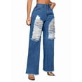 thumbnail image 3 of Pantalones Vaqueros Vintage para Mujer, Estilo Urbano, con Dobladillo Sin Rematar, Rotos, Cintura Media, Holgados, Ajustados, Informales, con Cremallera y Bragueta. Azul Oscuro L, 3 of 9