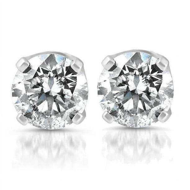 1/4ct Diamond Stud Earrings 14K White Gold 