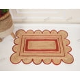 thumbnail image 4 of Rectangle Rug Natural Jute Rug Hand Braided Beige and Red Color Scalloped Area Rug, 4 of 5
