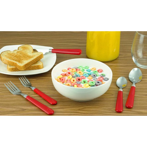 Mainstays Red Flatware Set, 48 Piece Stainless Steel & Plastic