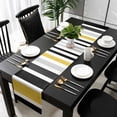 thumbnail image 3 of Yellow Black Stripe Table Runner 90 Inches Long, Modern Abstract Art Coarse Striped Kitchen Coffee Dining Table Decoration for Home Party Birthday Wedding Home Decor 13x90 Inches, 3 of 8