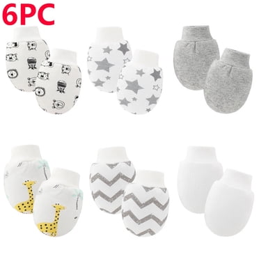 Cowsor 6 PCS Newborn Anti Scratch Mittens Soft Random Print Baby Gloves Comfortable Hand Covers for 0-12 Months