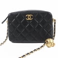 thumbnail image 1 of Pre-Owned CHANEL AS3258 Matelassé Coco Mark Chain Shoulder Bag Camera Lambskin Black Gold..., 1 of 15