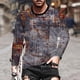 thumbnail image 2 of Camisas de Hombre Blusas de Manga Larga Con Cuello Redondo Impresión Digital Gradiente 3D Camiseta Informal Top Odeerbi ODB-4, 2 of 5