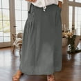 thumbnail image 2 of RUTAYY Women Casual Skirts With Pockets Plus Size Maxi Skirts High Waist Pleated Skirt Long A-Line Skirts Flowy Travel Skirt Solid Color Smocked Boho Pleated Skirts, 2 of 5
