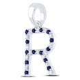 thumbnail image 2 of 10kt White Gold Womens Round Blue Sapphire Initial R Letter Pendant 1/3 Cttw, 2 of 2
