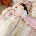 thumbnail image 4 of Manfei Pink Beige Ombre Twin Bedding Sets 7-Piece for Girls, Watercolor Oil Painting Bedding Comforter Set, Abstract Gradient Art Sheet Sets, Ultra Soft Bedroom Decor, 4 of 8