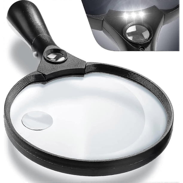 Extra Large Led Handheld Magnifying Glass With Light - 2x 4x 25x Lens Zoom Lightweight Shatterproof Magnifiers