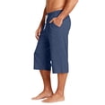 thumbnail image 4 of Resicozy Men's Capri Pants Casual Lightweight 3/4 Baggy Pants Drawstring Elastic Waist Beach Yoga Pants with Pockets Navy S, 4 of 8