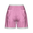 thumbnail image 4 of MIUOWANP Womens Elastic Waist Shorts with Pockets Loose Fit Drawstring Waist Printed Shorts Lightweight Comfortable Baggy Shorts Size XXL(12)Pink, 4 of 5