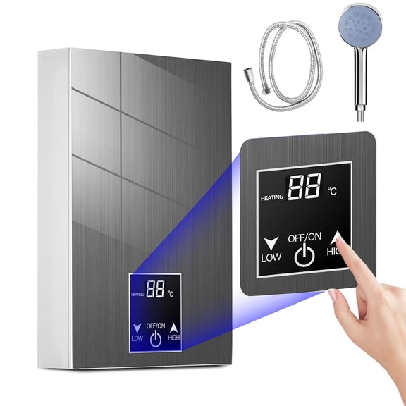 Electric Tankless Water Heater 110V 3500W, Under Sink Instant Hot Water Heater with Digital LCD Temperature Display, Portable Water Heater for Kitchen Bathroom
