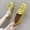 Yellow, variant on YHAJDS Closed Toe Flats for Women Solid Color Square Slip On Soft Loafers Casual Daily Work Shoes