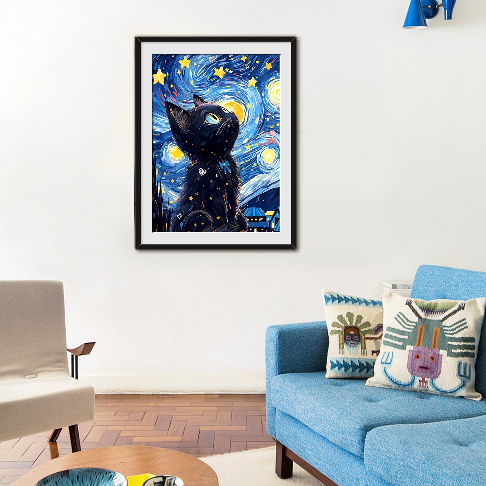 QUITEDEW 5D Diamond Painting Kits for Adults Black Cat,Relaxing Gem Painting Craft with Tools,Gifts Home Wall Decor12x16inch (Starry Night)