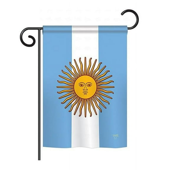 Breeze Decor BD-CY-GS-108214-IP-BO-D-US14-BD 13 x 18.5 in. Argentina Flags of the World Nationality Impressions Decorative Vertical Double Sided Garden Flag Set with Banner Pole