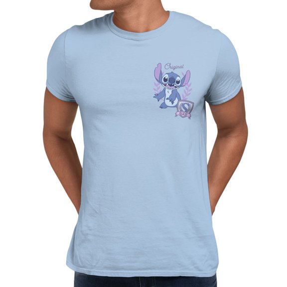 Disney Lilo & Stitch Original 626 Crest Graphic Style Men's T Shirt (Light Blue, S-XXXL)