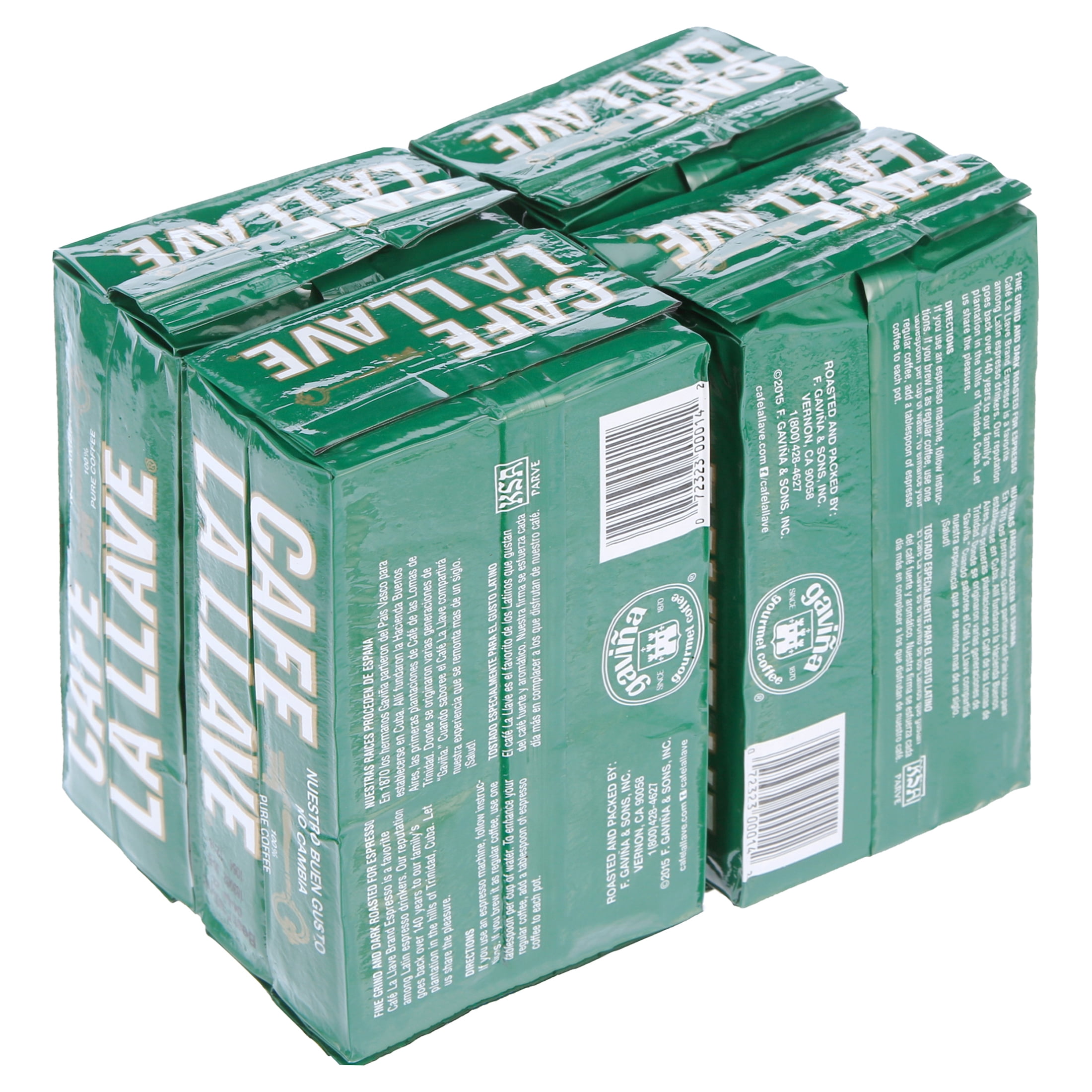 (4 Pack) Cafe La Llave Espresso Dark Roast Ground Coffee, 10 Oz