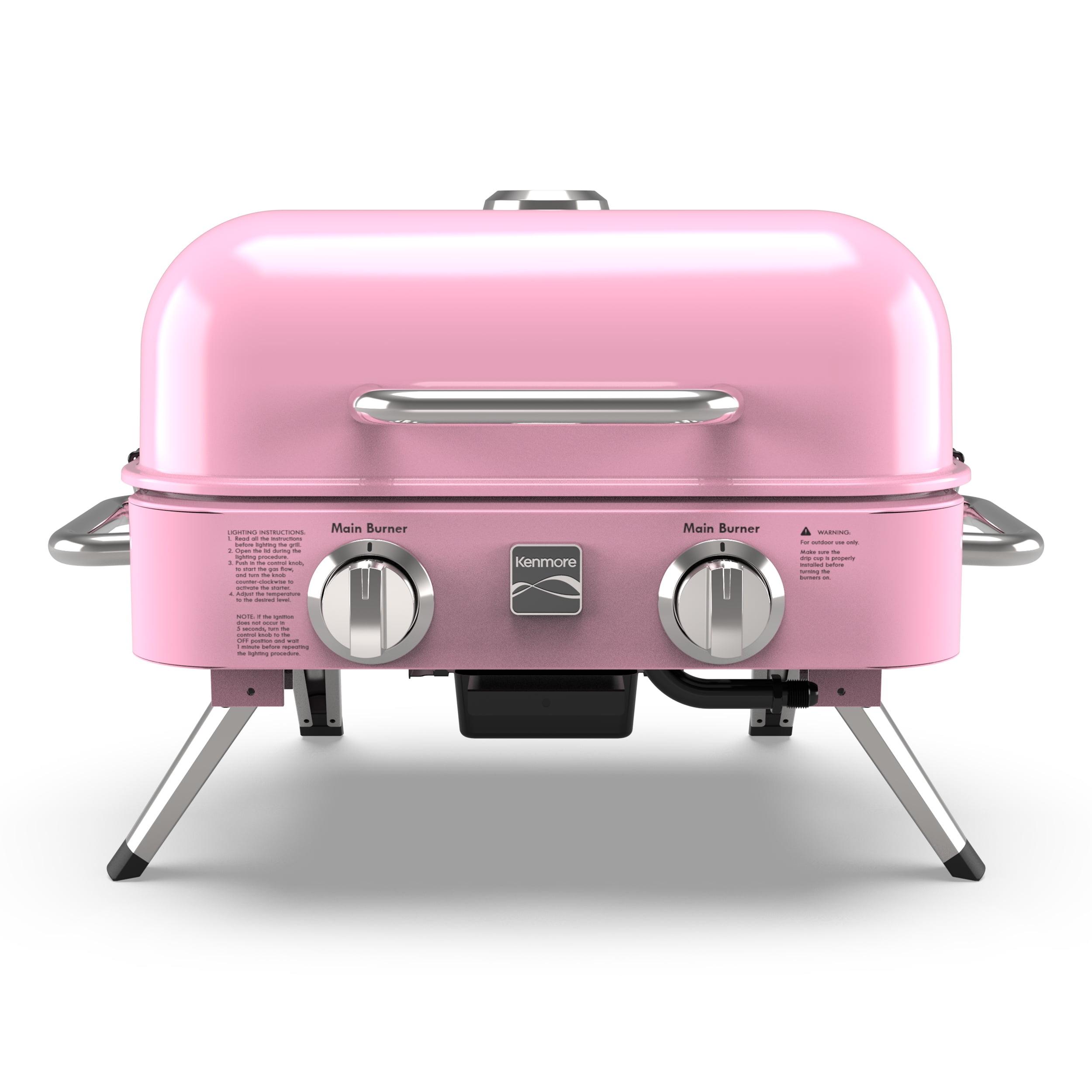 Kenmore 2-Burner Portable Tabletop Retro Gas Grill, Pink