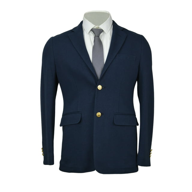 New Brooks Brothers Mens Navy Blue Gold Two Button Cotton Blazer Sz ...