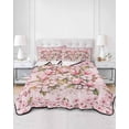 thumbnail image 2 of Full Size Quilt Bedding Set, Pink Orchid Reversible Summer Quilt 3 Pieces, Spring Floral Flowers Leaves Botanical Lightweight Bedspreads Coverlets with 2 Pillow Shams for All Seasons, 2 of 5