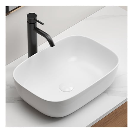 Bathroom Small Vessel Sink Above Counter White Porcelain Ceramic Oval Rectangle Bathroom Vanity Sink Bowl Lavatory Wash Basin