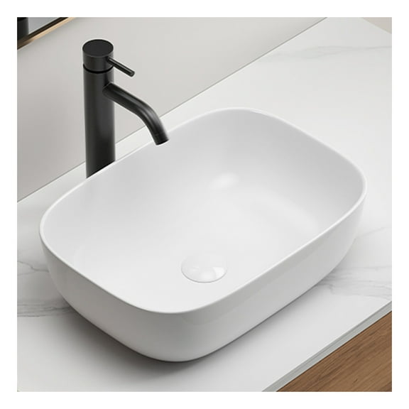 Bathroom Small Vessel Sink Above Counter White Porcelain Ceramic Oval Rectangle Bathroom Vanity Sink Bowl Lavatory Wash Basin