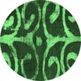 thumbnail image 1 of Ahgly Company Indoor Round Abstract Emerald Green Modern Area Rugs, 7' Round, 1 of 4